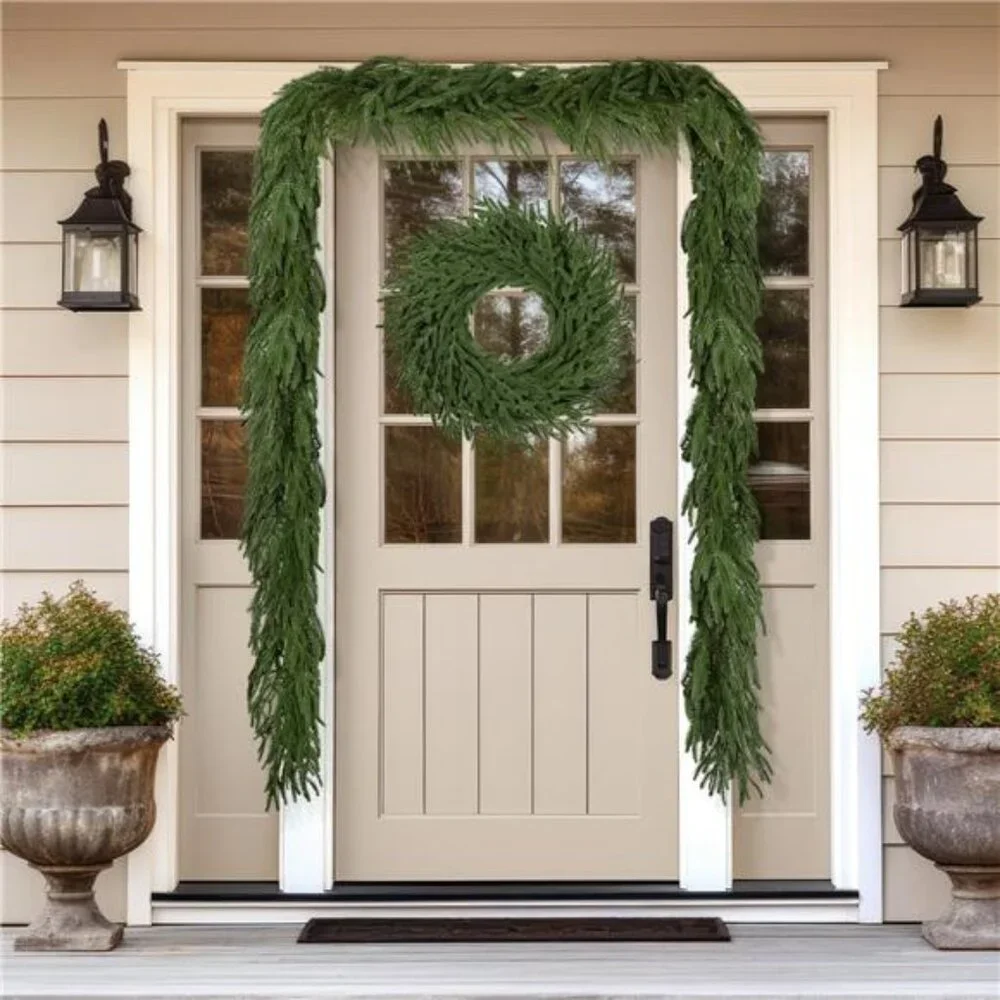 9FT Real Touch Norfolk Pine Garland with 120 Branches, Extra Full Artificial
